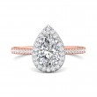 FlyerFit® 18K Pink Gold Shank And White Gold Top Micropave Halo Engagement Ring