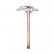 FlyerFit® 18K Pink Gold Shank And White Gold Top Micropave Halo Engagement Ring