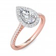 FlyerFit® 18K Pink Gold Shank And White Gold Top Micropave Halo Engagement Ring