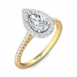 FlyerFit® 14K Yellow and 14K White Gold Micropave Halo Engagement Ring