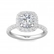 FlyerFit® Platinum Micropave Halo Engagement Ring