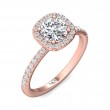 FlyerFit® 18K Pink Gold Micropave Halo Engagement Ring