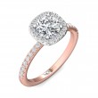 FlyerFit® 18K Pink Gold Shank And White Gold Top Micropave Halo Engagement Ring