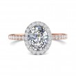 FlyerFit® 18K Pink Gold Shank And White Gold Top Micropave Halo Engagement Ring