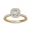 FlyerFit® 18K Yellow Gold Micropave Halo Engagement Ring