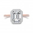 FlyerFit® 18K Pink Gold Shank And White Gold Top Micropave Halo Engagement Ring