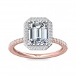 FlyerFit® 18K Pink Gold Shank And White Gold Top Micropave Halo Engagement Ring