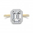 FlyerFit® 18K Yellow Gold Shank And White Gold Top Micropave Halo Engagement Ring