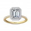 FlyerFit® 18K Yellow Gold Shank And White Gold Top Micropave Halo Engagement Ring