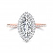 FlyerFit® 14K Pink Gold Shank And White Gold Top Micropave Halo Engagement Ring