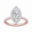 FlyerFit® 14K Pink Gold Shank And White Gold Top Micropave Halo Engagement Ring