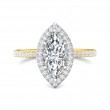 FlyerFit® 18K Yellow Gold Shank And White Gold Top Micropave Halo Engagement Ring