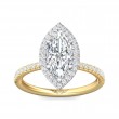 FlyerFit® 18K Yellow Gold Shank And White Gold Top Micropave Halo Engagement Ring