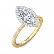 FlyerFit® 18K Yellow Gold Shank And White Gold Top Micropave Halo Engagement Ring