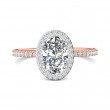 FlyerFit® 14K Pink Gold Shank And White Gold Top Micropave Halo Engagement Ring