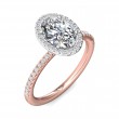 FlyerFit® 14K Pink Gold Shank And White Gold Top Micropave Halo Engagement Ring