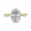 FlyerFit® 18K Yellow Gold Shank And White Gold Top Micropave Halo Engagement Ring