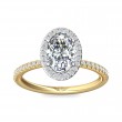 FlyerFit® 18K Yellow Gold Shank And White Gold Top Micropave Halo Engagement Ring