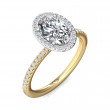 FlyerFit® 18K Yellow Gold Shank And White Gold Top Micropave Halo Engagement Ring