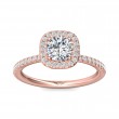 FlyerFit® 18K Pink Gold Micropave Halo Engagement Ring