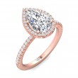 FlyerFit® 14K Pink Gold Micropave Halo Engagement Ring