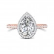 FlyerFit® 14K Pink Gold Shank And White Gold Top Micropave Halo Engagement Ring