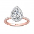 FlyerFit® 14K Pink Gold Shank And White Gold Top Micropave Halo Engagement Ring