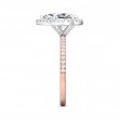 FlyerFit® 14K Pink Gold Shank And White Gold Top Micropave Halo Engagement Ring