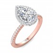 FlyerFit® 14K Pink Gold Shank And White Gold Top Micropave Halo Engagement Ring