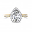 FlyerFit® 18K Yellow Gold Shank And White Gold Top Micropave Halo Engagement Ring