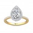 FlyerFit® 18K Yellow Gold Shank And White Gold Top Micropave Halo Engagement Ring