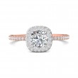 FlyerFit® 14K Pink Gold Shank And White Gold Top Micropave Halo Engagement Ring