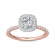 FlyerFit® 14K Pink Gold Shank And White Gold Top Micropave Halo Engagement Ring