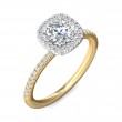 FlyerFit® 14K Yellow and 14K White Gold Micropave Halo Engagement Ring