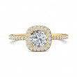 FlyerFit® 18K Yellow Gold Micropave Halo Engagement Ring