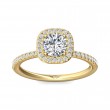 FlyerFit® 18K Yellow Gold Micropave Halo Engagement Ring