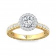 FlyerFit® 18K Yellow Gold Shank And White Gold Top Vintage Engagement Ring