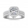 FlyerFit® 14K White Gold Micropave Halo Engagement Ring