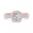 FlyerFit® 18K Pink Gold Micropave Halo Engagement Ring