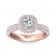 FlyerFit® 18K Pink Gold Micropave Halo Engagement Ring