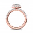 FlyerFit® 18K Pink Gold Micropave Halo Engagement Ring