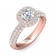 FlyerFit® 18K Pink Gold Micropave Halo Engagement Ring