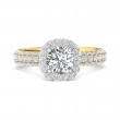 FlyerFit® 18K Yellow Gold Shank And White Gold Top Micropave Halo Engagement Ring