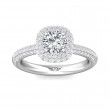 FlyerFit® 18K White Gold Micropave Halo Engagement Ring