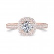 FlyerFit® 18K Pink Gold Micropave Halo Engagement Ring