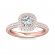 FlyerFit® 18K Pink Gold Micropave Halo Engagement Ring