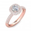 FlyerFit® 18K Pink Gold Micropave Halo Engagement Ring