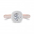 FlyerFit® 14K Pink Gold Shank And White Gold Top Micropave Halo Engagement Ring