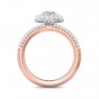 FlyerFit® 14K Pink Gold Shank And White Gold Top Micropave Halo Engagement Ring