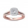 FlyerFit® 18K Pink Gold Shank And White Gold Top Split Shank Engagement Ring